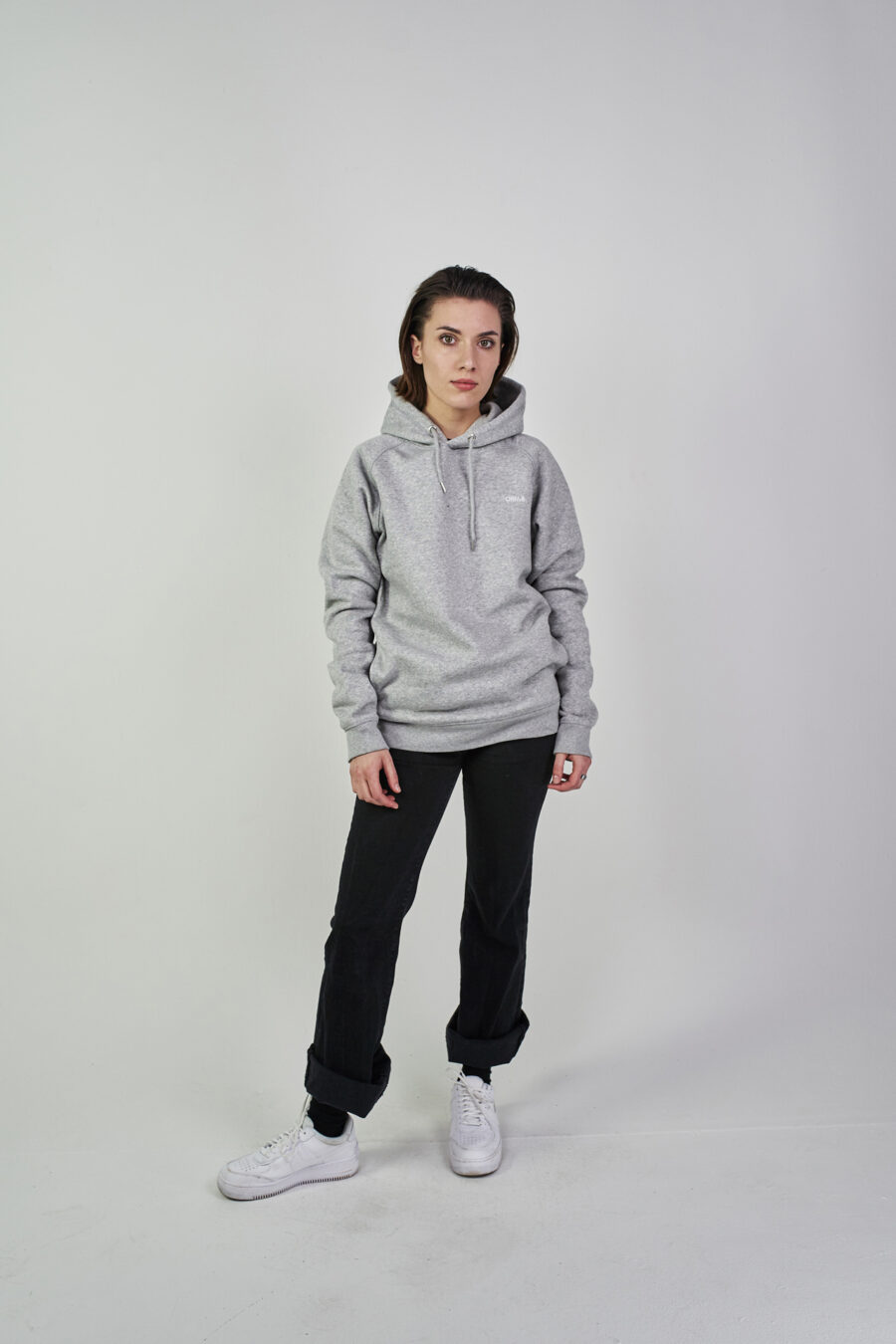 label.hoodie grau-weiß